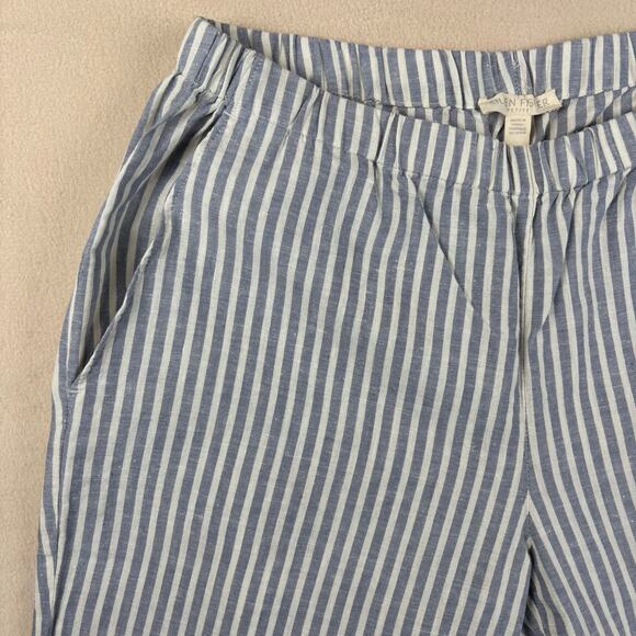 EILEEN FISHER Petite Small Hemp Organic Cotton blend Blue White Striped pant‎ - Picture 2 of 9